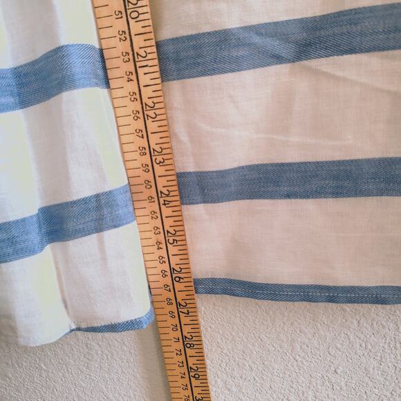 Vilagallo Size 44 Blue White Stripe Neon Wavy Color Sleeves Shirt Top Blouse - Picture 7 of 9